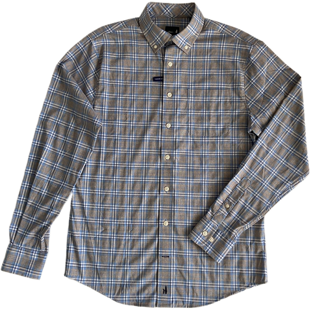 Johnnie-O Shirt Men's Small Long Sleeve Button Down Blue & Gray Plaid NEW